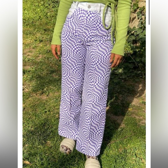 Lisa Says Gah Denim - Lisa says gah Robyn purple/white checkered pants